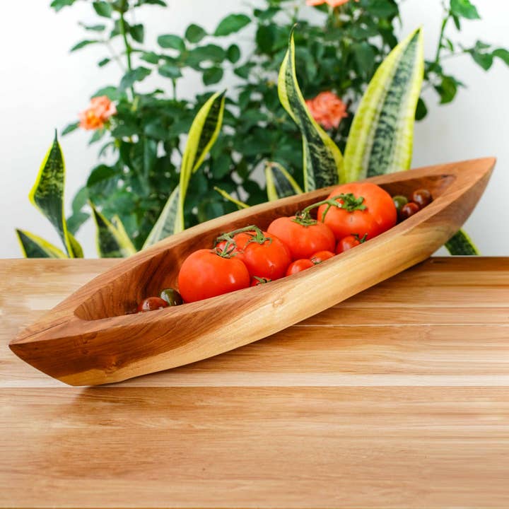 Cuenco Canoa Madera Teca para venta al por mayor de Rainforest Bowls