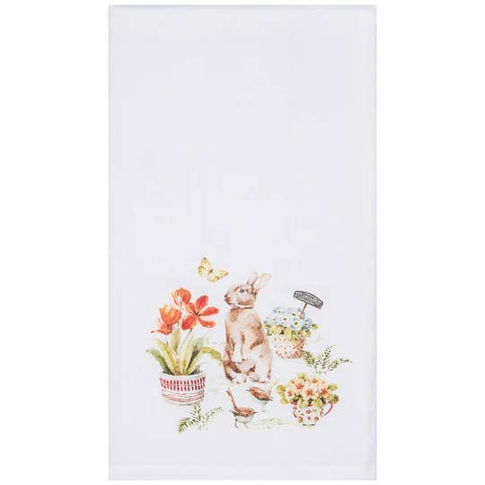 Easter Little Garden Bunny Blue Kitchen Towel for wholesale by C&F Home