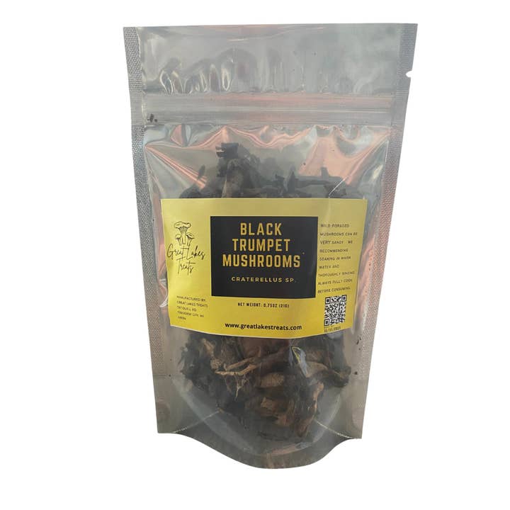 Great Lakes Treats Dried Black Trumpet Mushrooms for wholesale by Great Lakes Treats