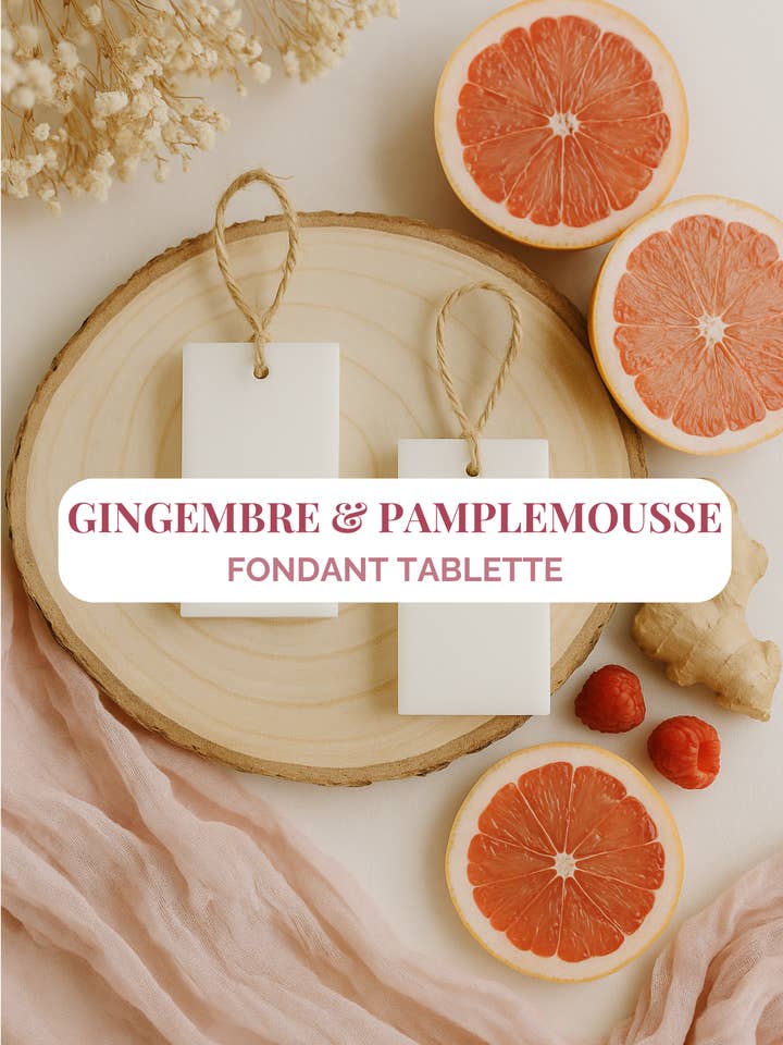 “Ginger & Grapefruit” Fragrant wax tablet 10h for wholesale by WILD CHILD Bougies & Co