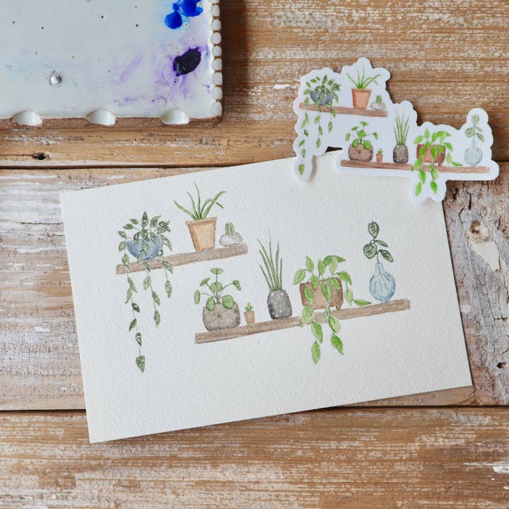 Steadfast Brush - Vente Autocollant - Autocollant pour étagère à plantes | Aquarelle, autocollant pour plantes d'intérieur4