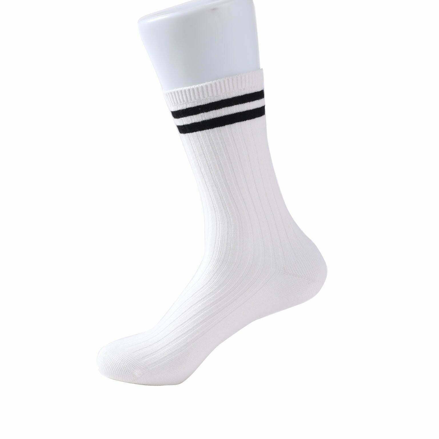 Diacly - Wholesale Socks - Unisex - 2 Lines Above Ankle Retro School Crew Socks1