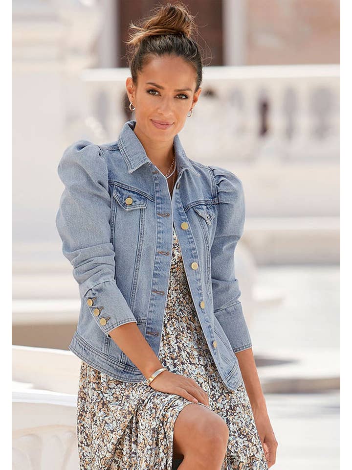 LASCANA Women's Puff Sleeve Denim Jacket##261 for wholesale on Faire