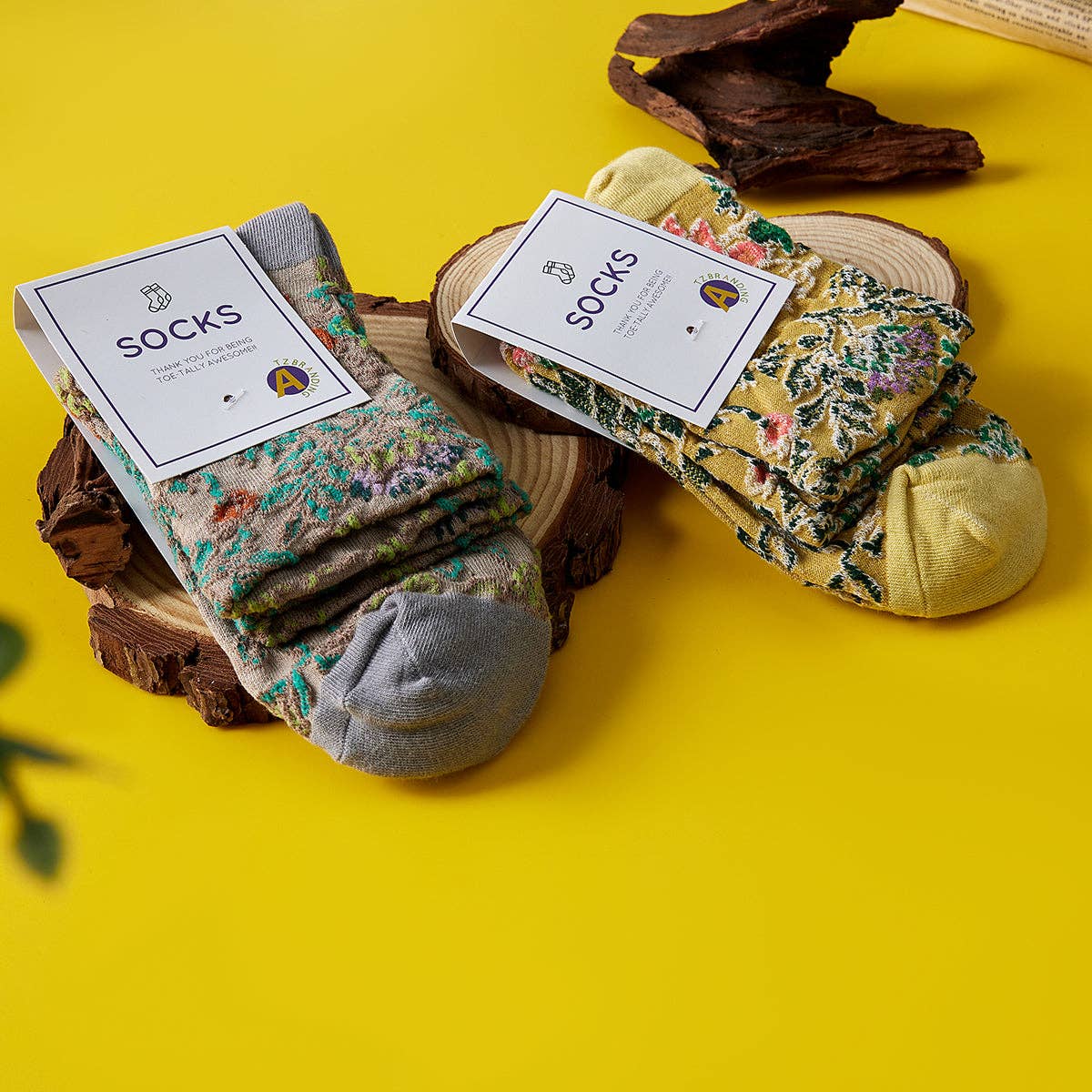 Funkyrel® Atzbranding Limited – wholesale Strumpor - Dam – Rufia - 3D-blommiga bohemiska damstrumpor7