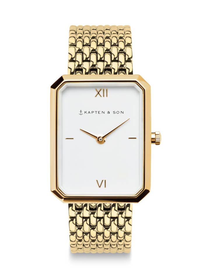 Montre-bracelet Grace Woven en acier doré blanc - Unisexe pour la vente par Kapten & Son