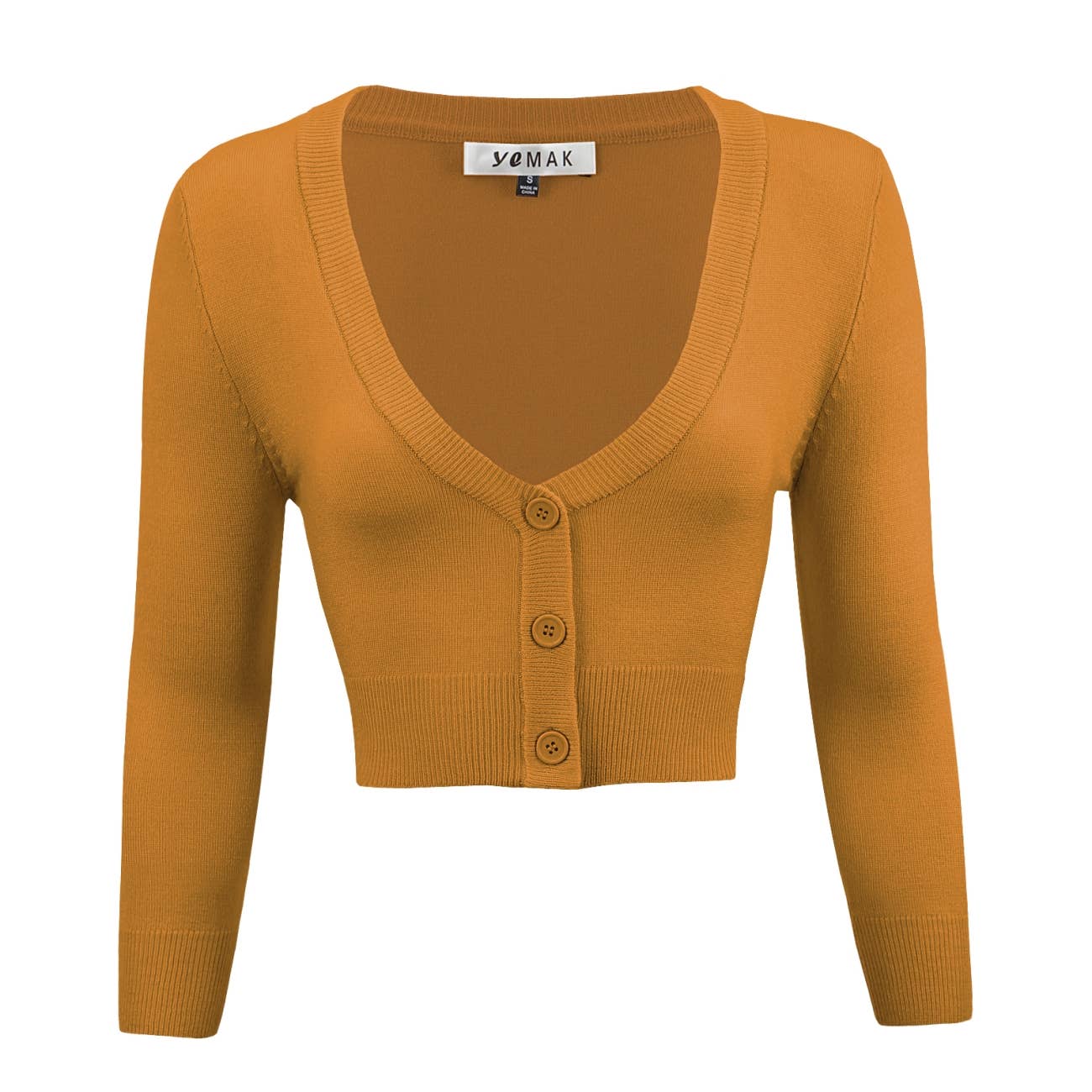 Mak - Wholesale Cardigan - Women's - Cropped Bolero 3/4 Sleeve V-Neck PLUS size Cardigan CO129PL9