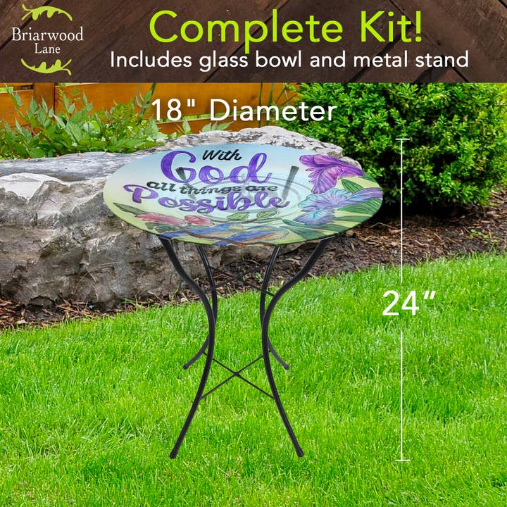 Briarwood Lane - Wholesale Bird Bath - Cardinals and Sunflowers Glass Birdbath2