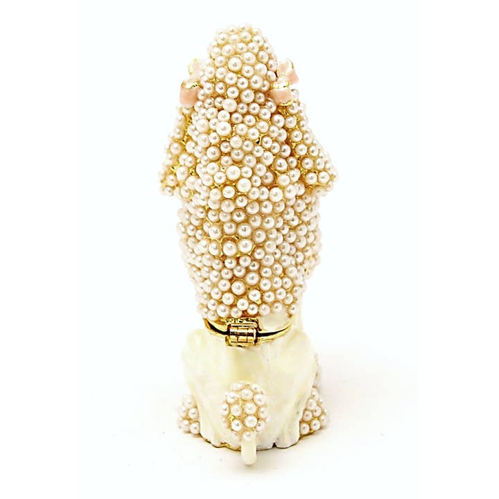 Ciel Collectables - Wholesale Jewelry Box/Organizer - White Poodle Dog Trinket Box. Hand Set Faux Pearls1