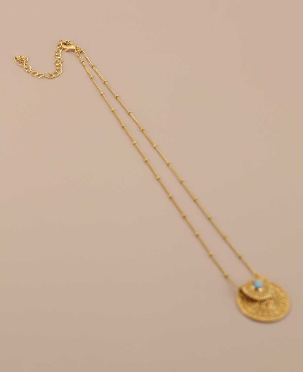 Culture Spot - Wholesale Pendant/Charm Necklace - Inspirational Gold Plated Mandala Necklace with Larimar Stone2