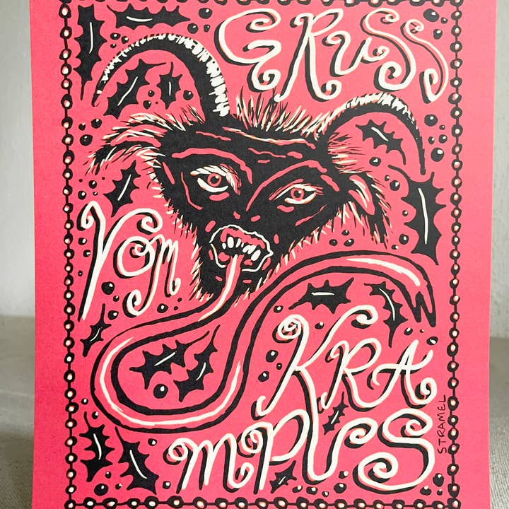 Krampus Groeten 8 x 10" Kunstdruk voor wholesale door Renée Stramel