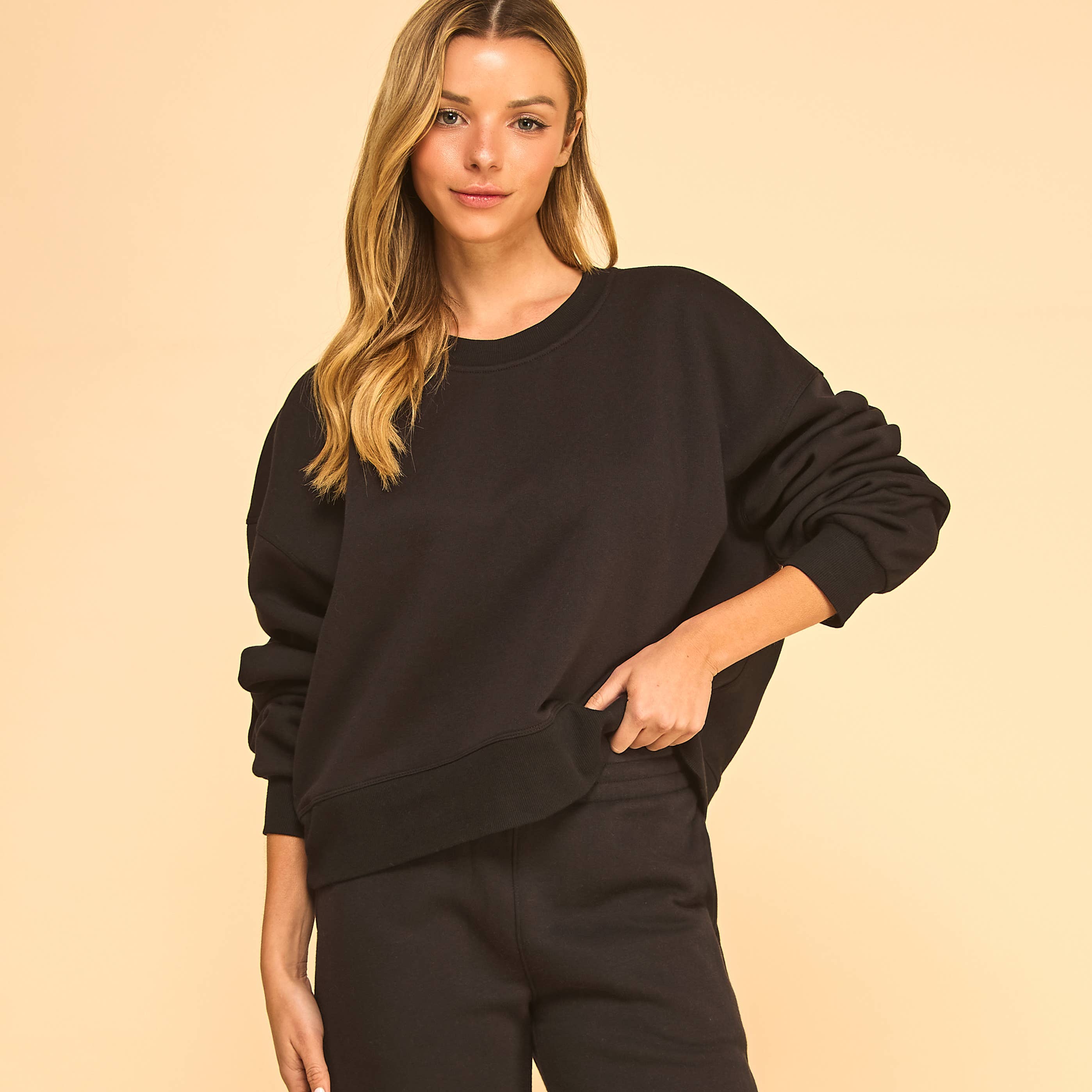 FREEZIA - Vente Sweat-shirt – femme - SWEAT-SHIRT COURT À COL ROND EN MOLLETON ULTRA DOUX-FZ000721