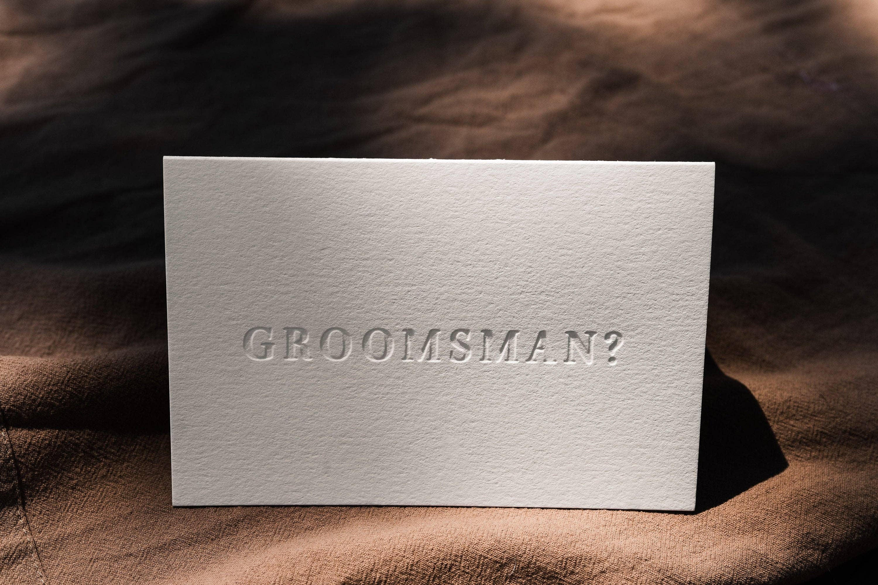 Abbey Ratcliff - Wholesale Wedding Card - Groomsman? Letterpress Proposal Card1