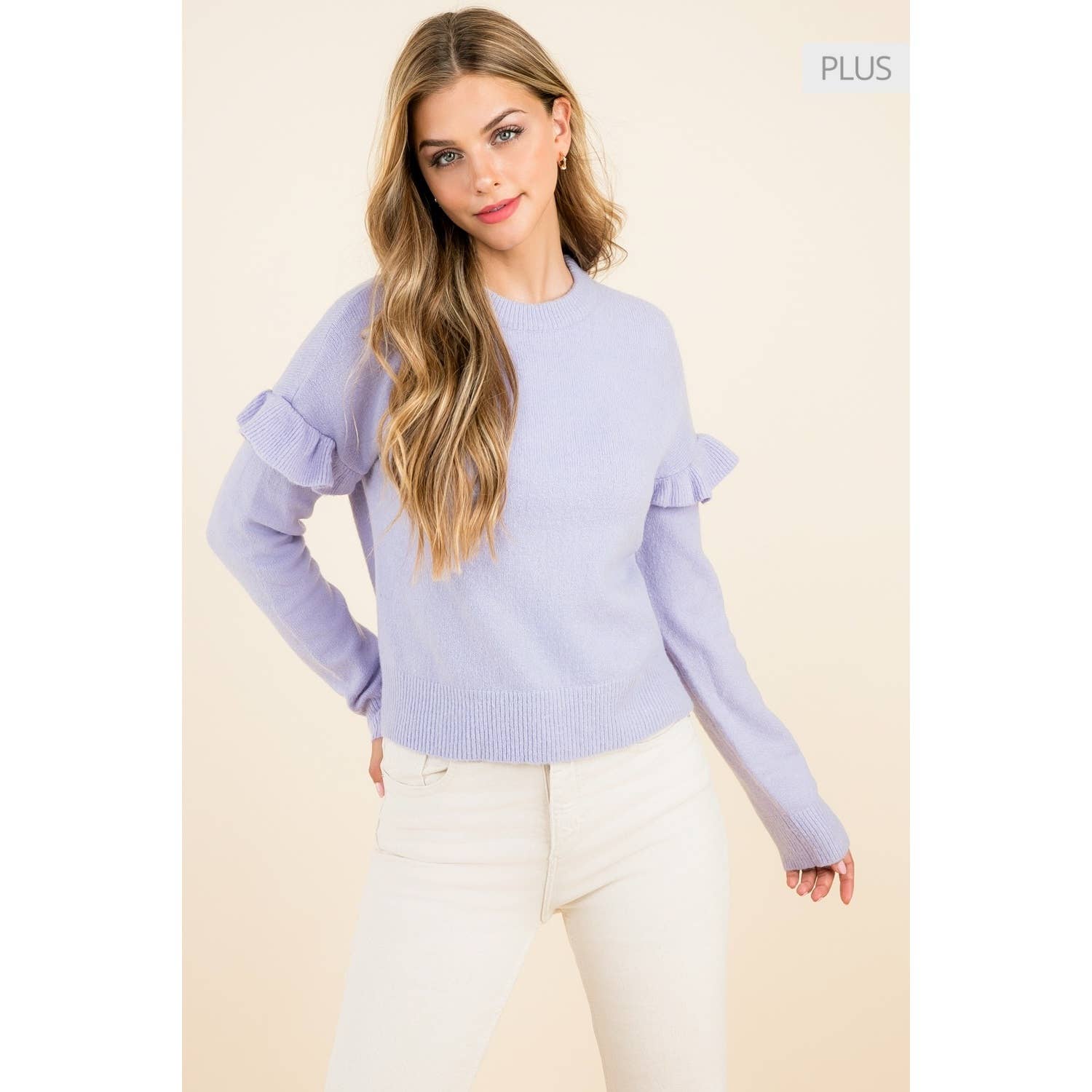 LILAC /Size XL/ Ruffle Sleeve Sweater for wholesale on Faire1