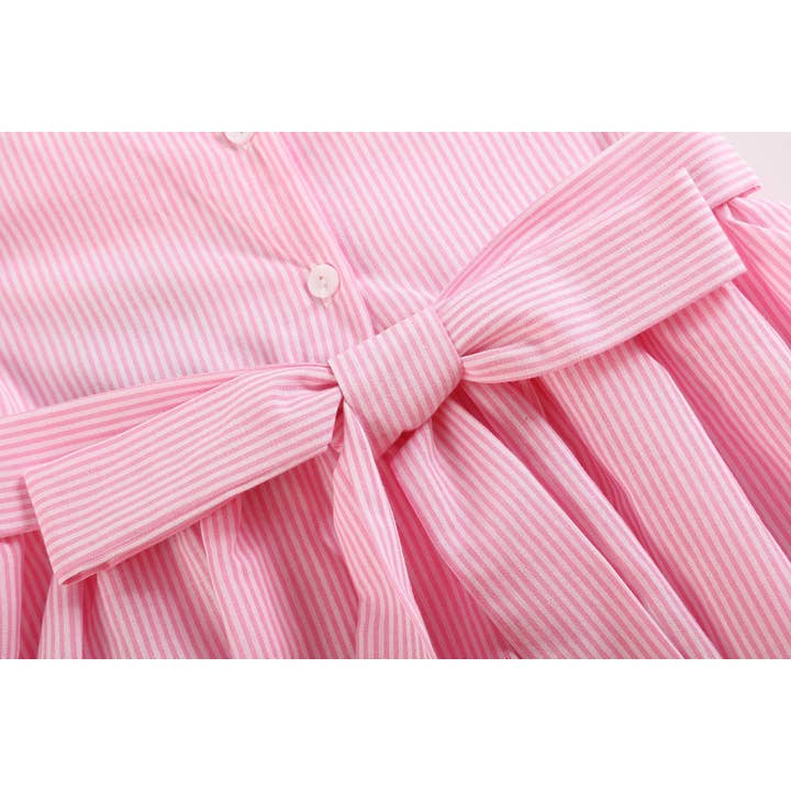 Lil Cactus - Wholesale Dress - Kids - Pink Striped Big Sister Smocked Dress5