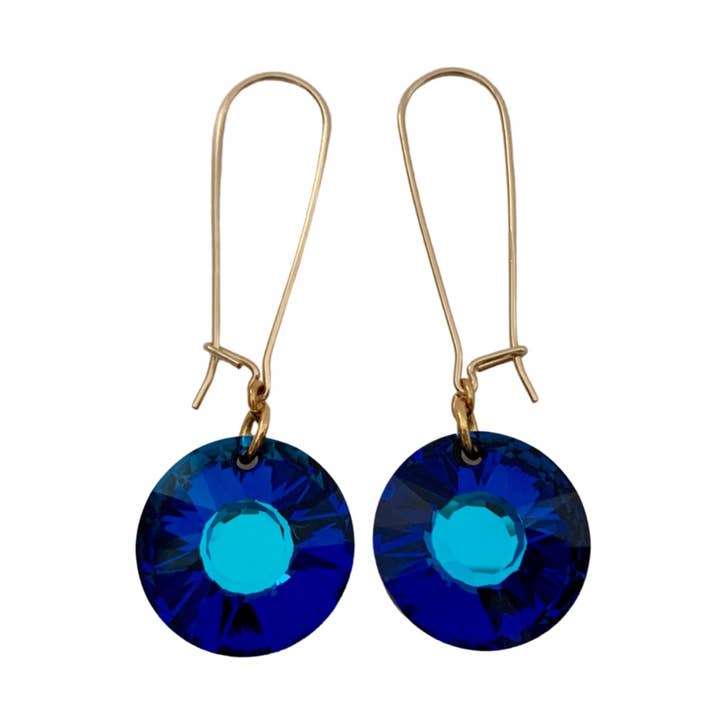Bermuda Boucles d'oreilles pendantes en cristal bleu pour la vente par Camba Jewelry