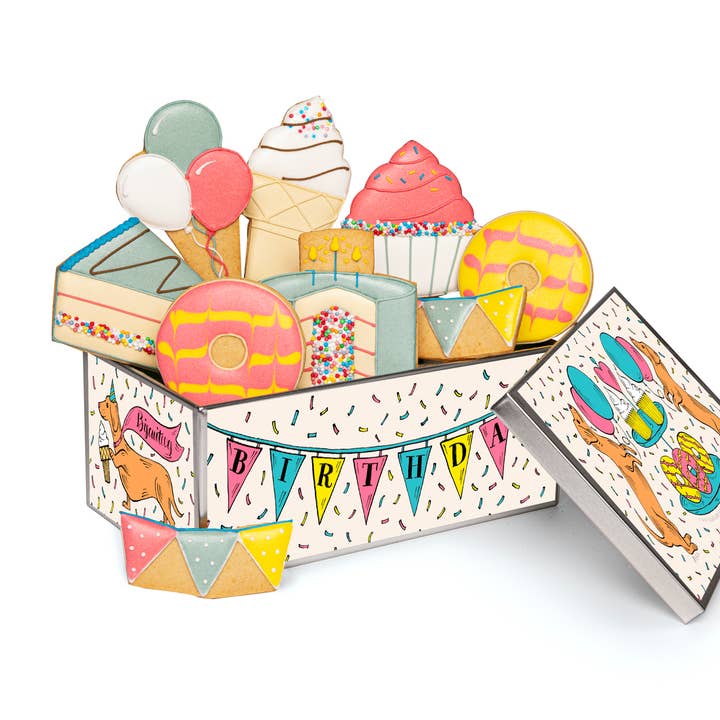 Birthday Treats Biscuit Tin for wholesale by Biscuiteers