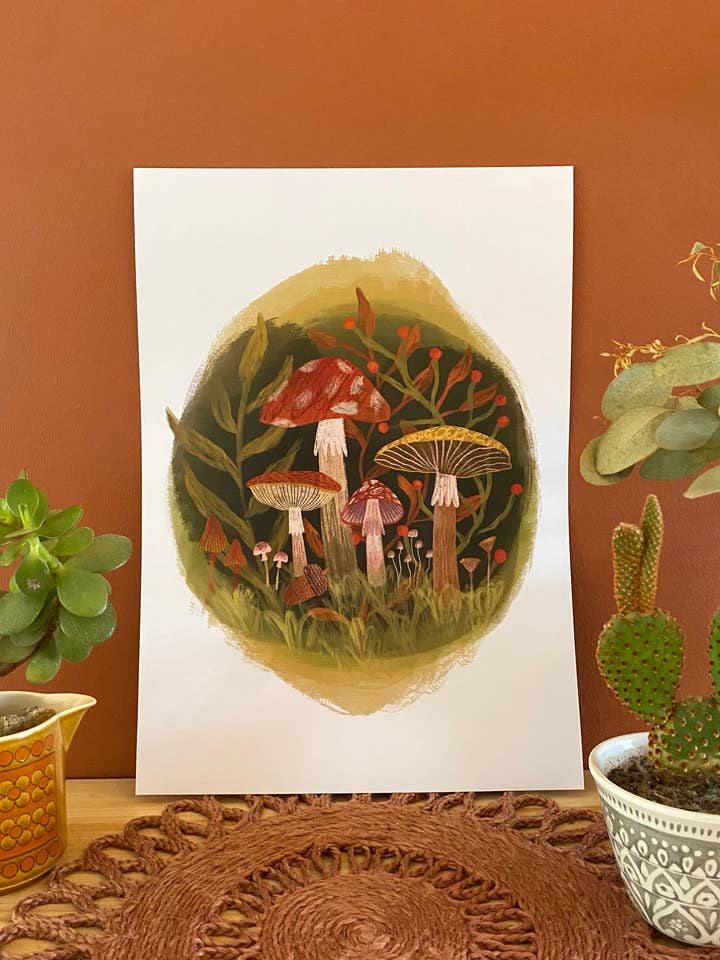 Stampa Funghi / A4 + A3 / Stampa Artistica Opaca 350gsm per la vendita all'ingrosso da parte di Freya Snow