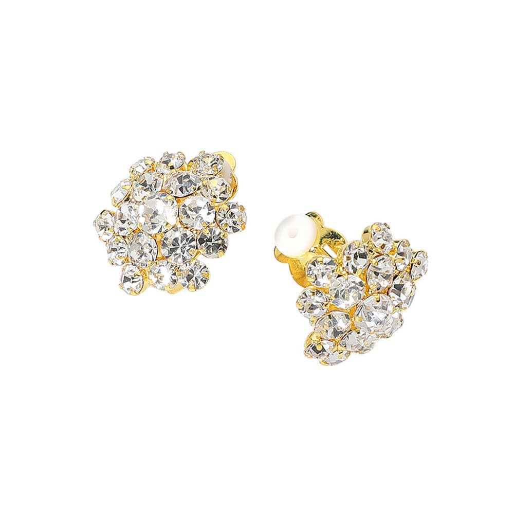 Sensibling Corp. – wholesale Clip-on-örhängen – Rhinestone-klusterblomma kvällsörhängen med clips3