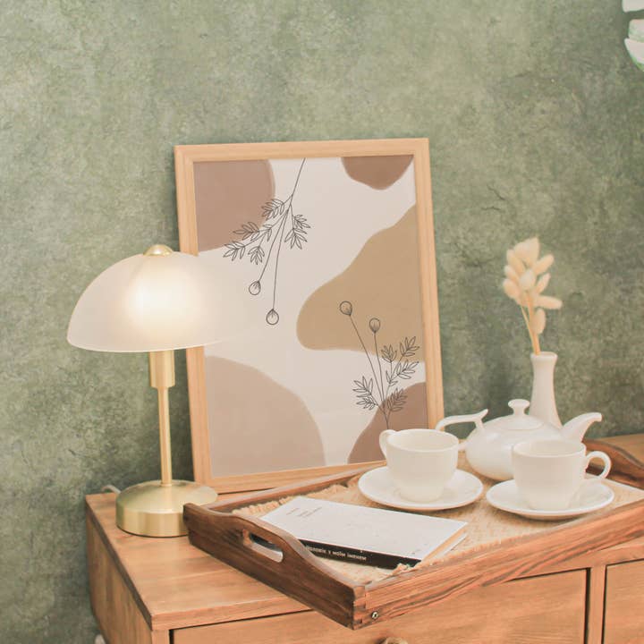 Brun abstrakt neutral blomlinje konsttryck för wholesale av Abate Graphics