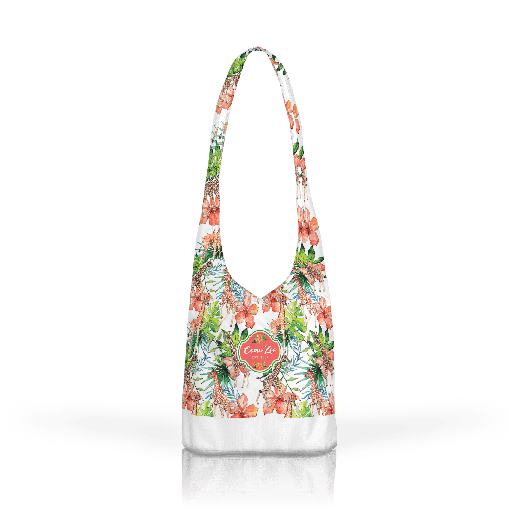 Matrix - Wholesale Tote Bag - Women's - Customizable Ripstop 190 Tuck and Tote: Floral Giraffe Patt0
