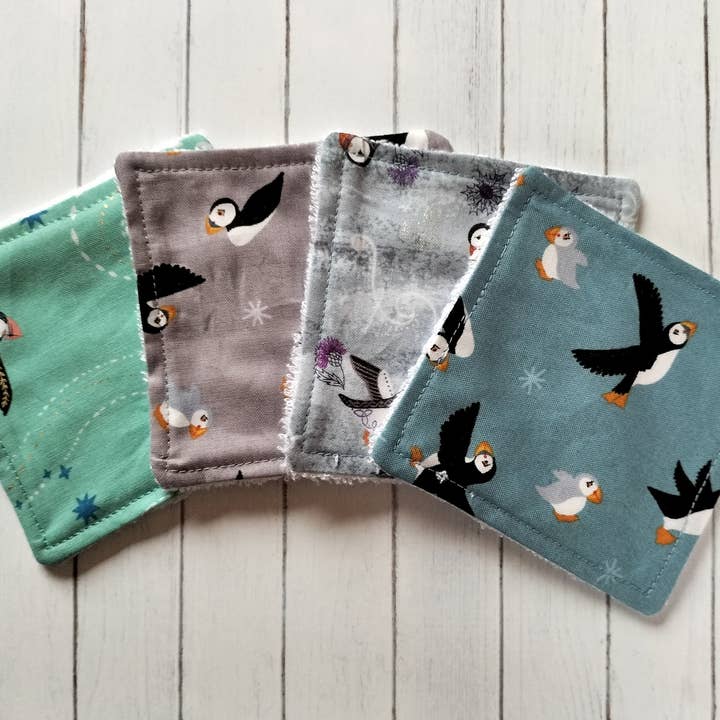 Puffin reusable face wipes, eco friendly cloths for wholesale by Hannah and me