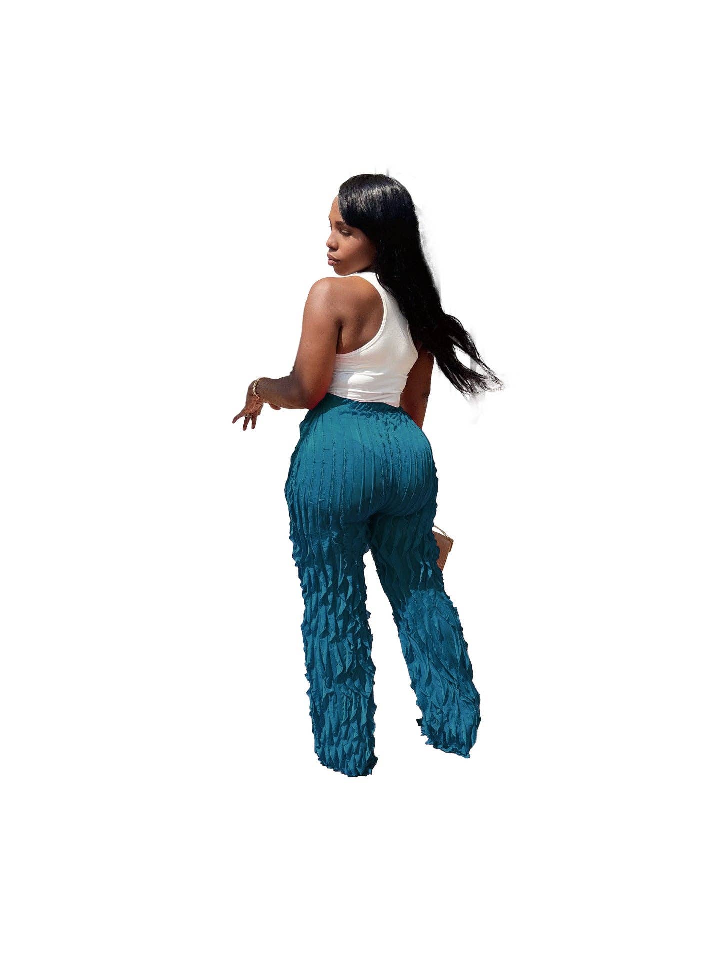 MB Fashion Wholesale - Wholesale Pants - Women's - MB FASHION High-Waisted Ruffle Wide-Leg Pants 1873LY43