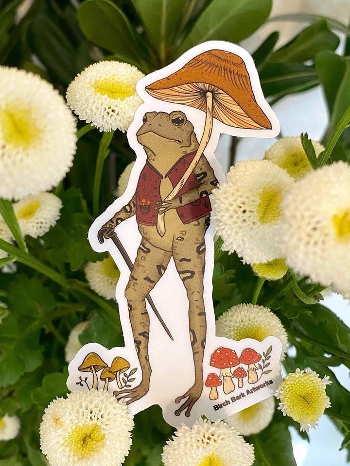 Dapper Toad Sticker for wholesale by Birch Bark Artworks
