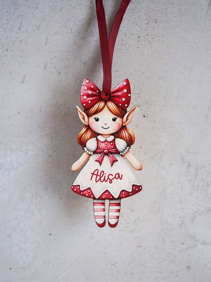Personalized Girl Elf | Christmas Ornament for wholesale by Florlette