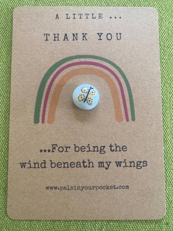 Thank you. Gold. Butterfly Charm and Rainbow card. for wholesale by Pals in your Pocket