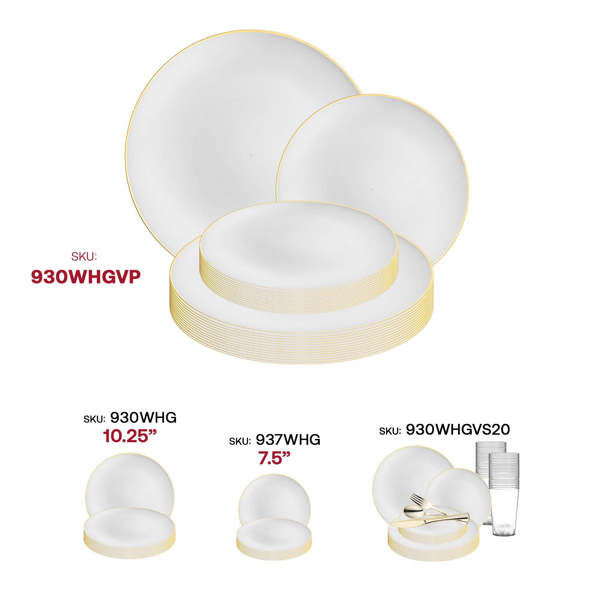 Smarty had a Party - Wholesale Dinnerware Set - White with Gold Rim Organic Plastic Dinnerware - 120 Guests6