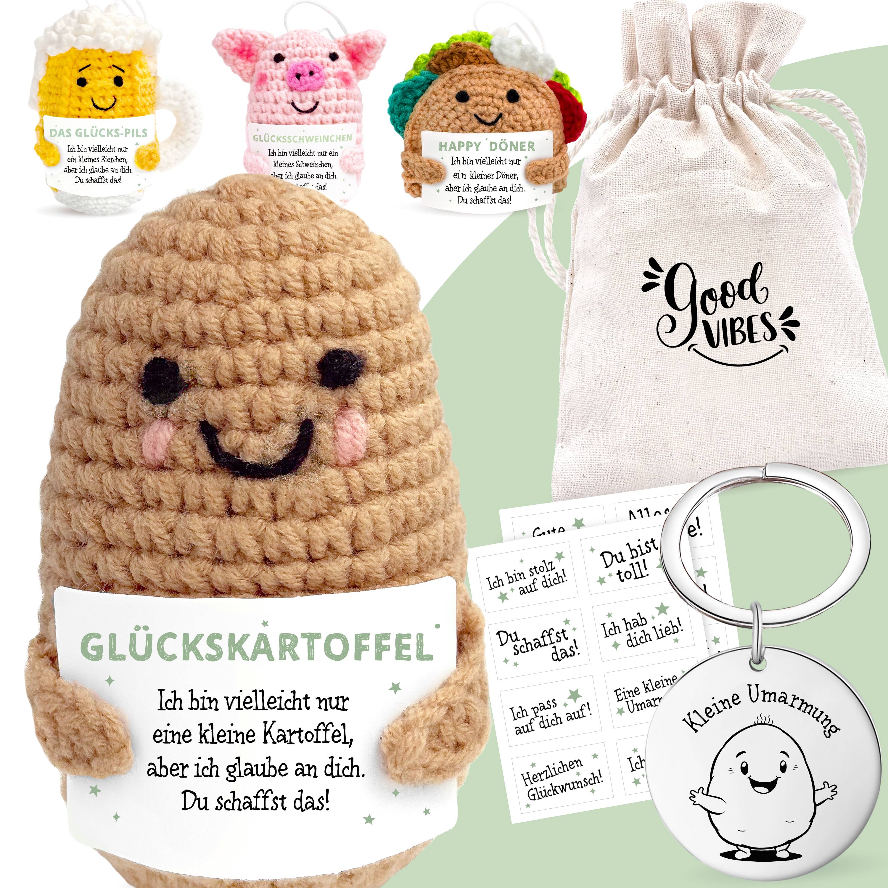 LOViLEE – wholesale Encouragement card – Positive Potato Günni | Lucky Charm Set | No. HF-030