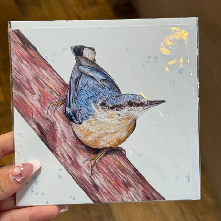 Nuthatch Greetings Card for wholesale by Emmy Turner Illustration