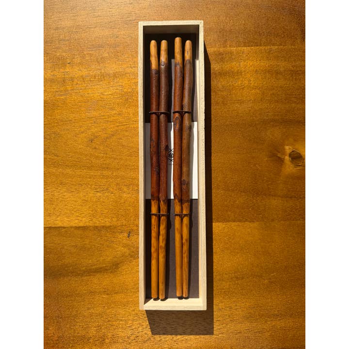 Natural Plum Branch Chopsticks Set Handmade Japanese Wood DK for wholesale by House of Shokunin
