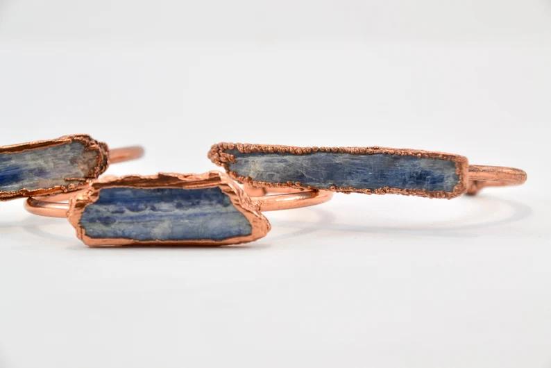 Daddy Daughter Jewelry – wholesale Manschettarmband – Rå blå kyanite koppar armband manschett4
