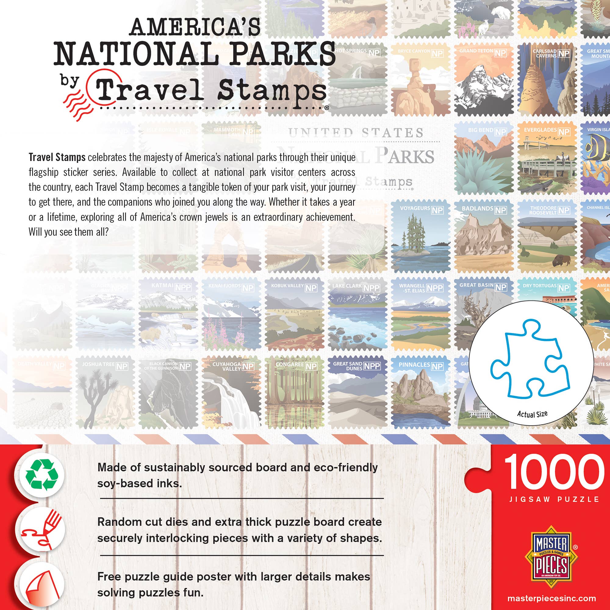 Masterpieces Puzzles - Wholesale Puzzle - Adult - National Parks Travel Stamps 1000 Piece Puzzle2