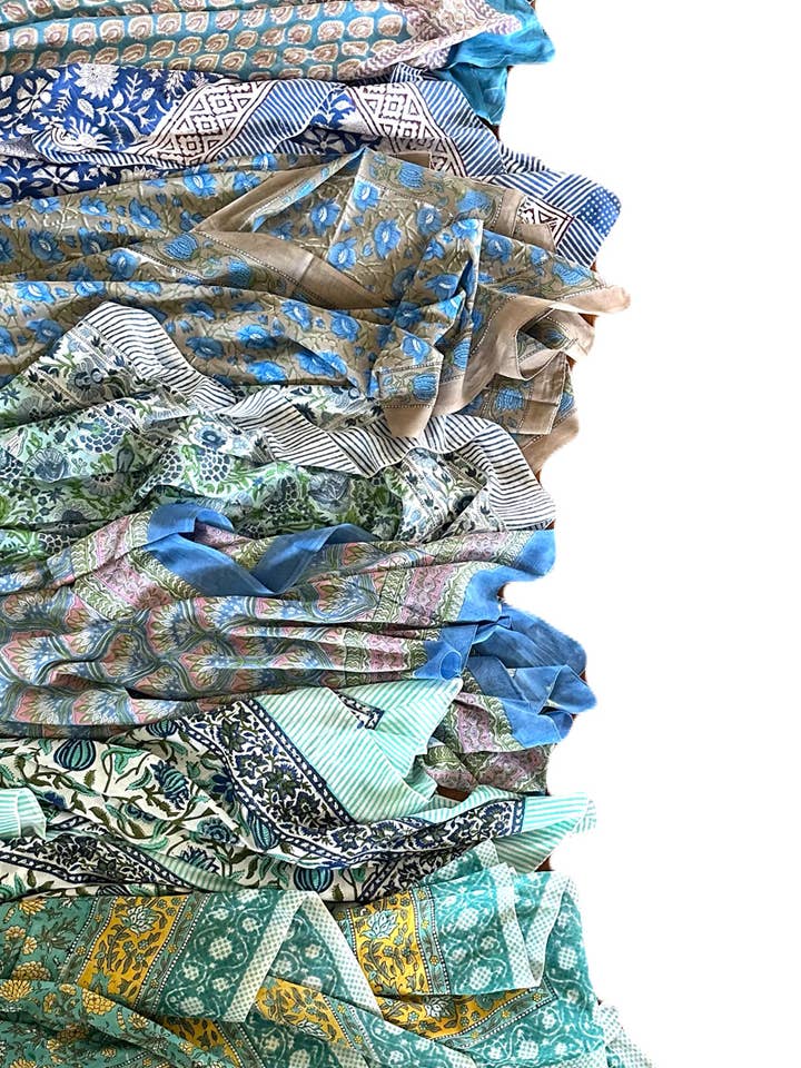 By the sea organics - Wholesale Swaddle - Baby - BLOCK PRINT SARONG - JAIPUR MARKET COLLECTION