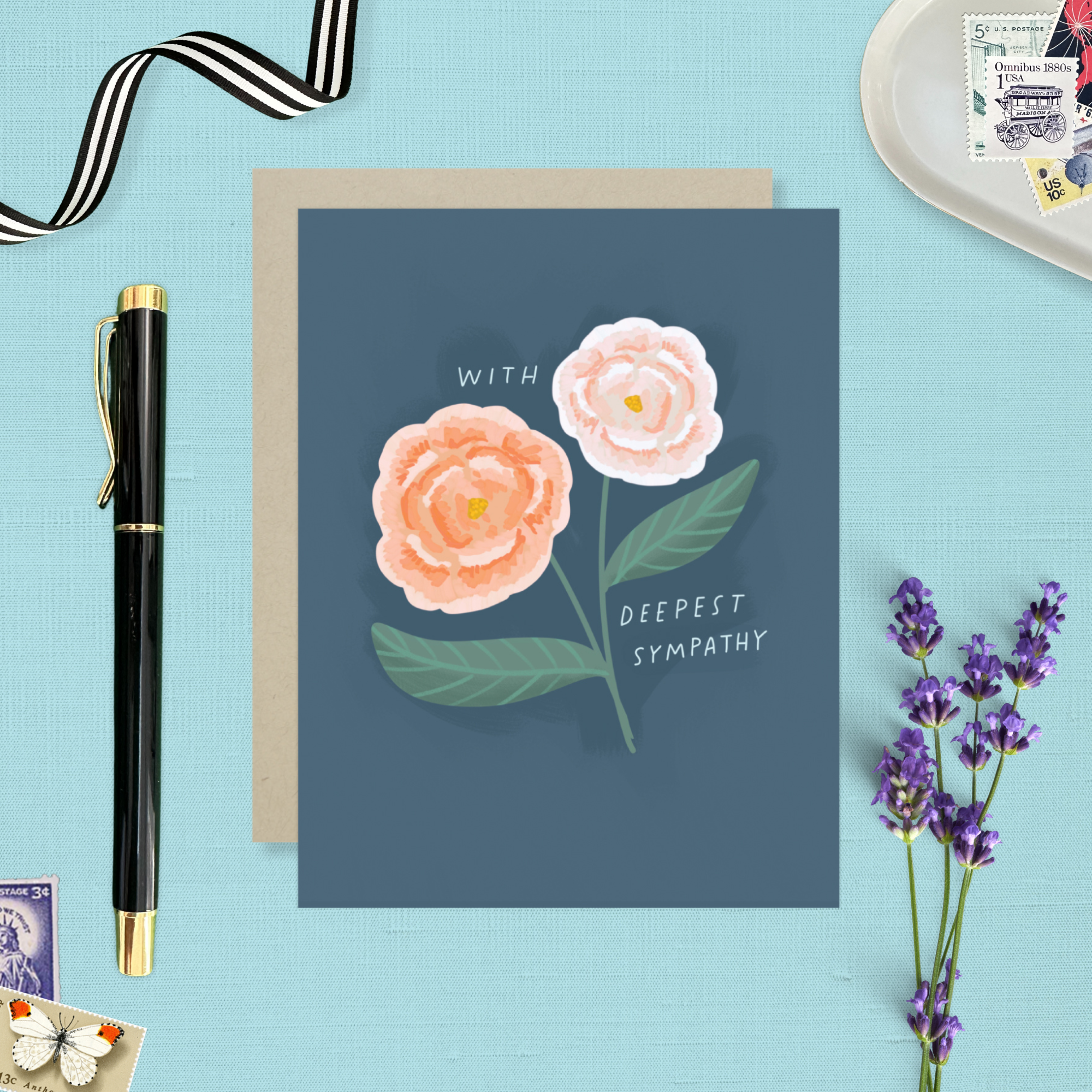 Barone and Co. - Wholesale Sympathy Card - Peach Flowers Sympathy Card4