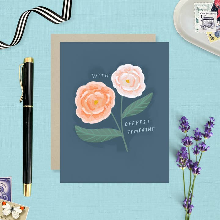 Barone and Co. - Wholesale Sympathy Card - Peach Flowers Sympathy Card4