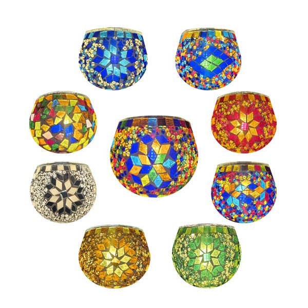 Photophores en mosaïque de couleurs assorties pour la vente par Access by Mediterranean Concepts