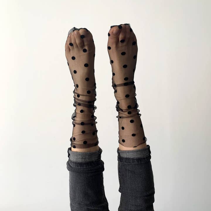 sockette - Wholesale Socks - Women's - Estelle - tulle and velvet polka dot socks