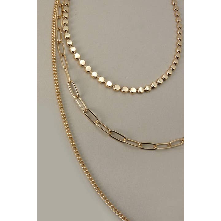 JOSSLYN by wall to wall - Wholesale Link & Chain Necklace - UNIQUE CHAIN MULTI LAYER NECKLACE | 25N470