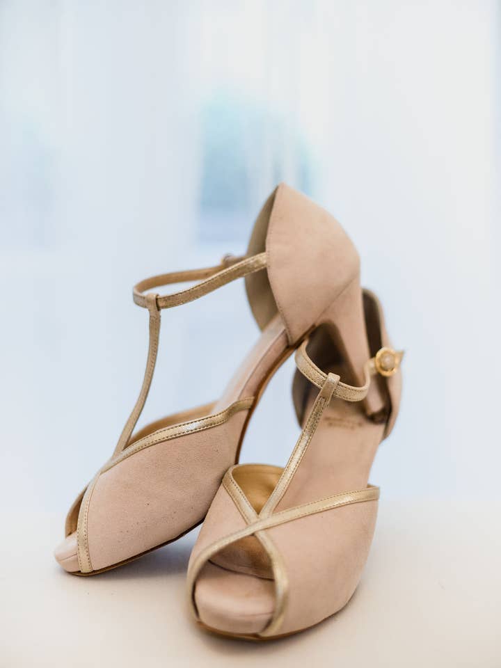 Beige Cotton Suede MARIELA CÓRDOBA women's luxury open toe sandals for wholesale on Faire4