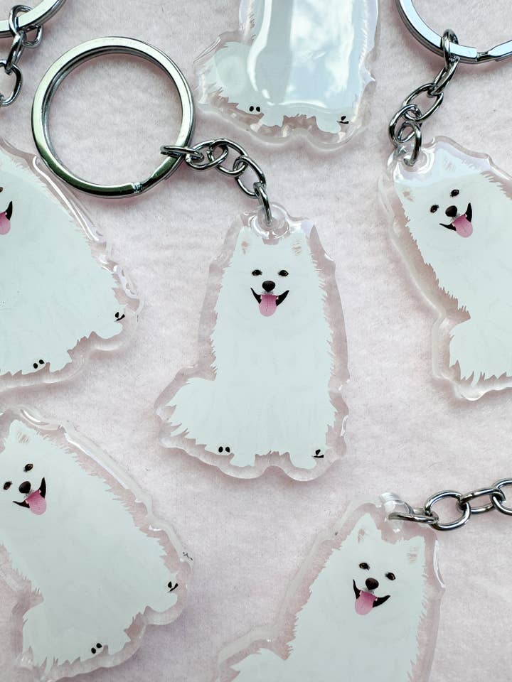 Japanese Spitz Keychain for wholesale by Our Cheery Corner