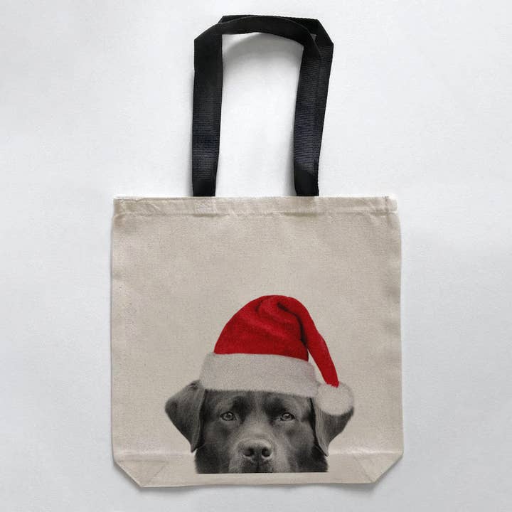 Santa Hat Lab 2 (Black) Canvas Tote for wholesale by Perkie Prints