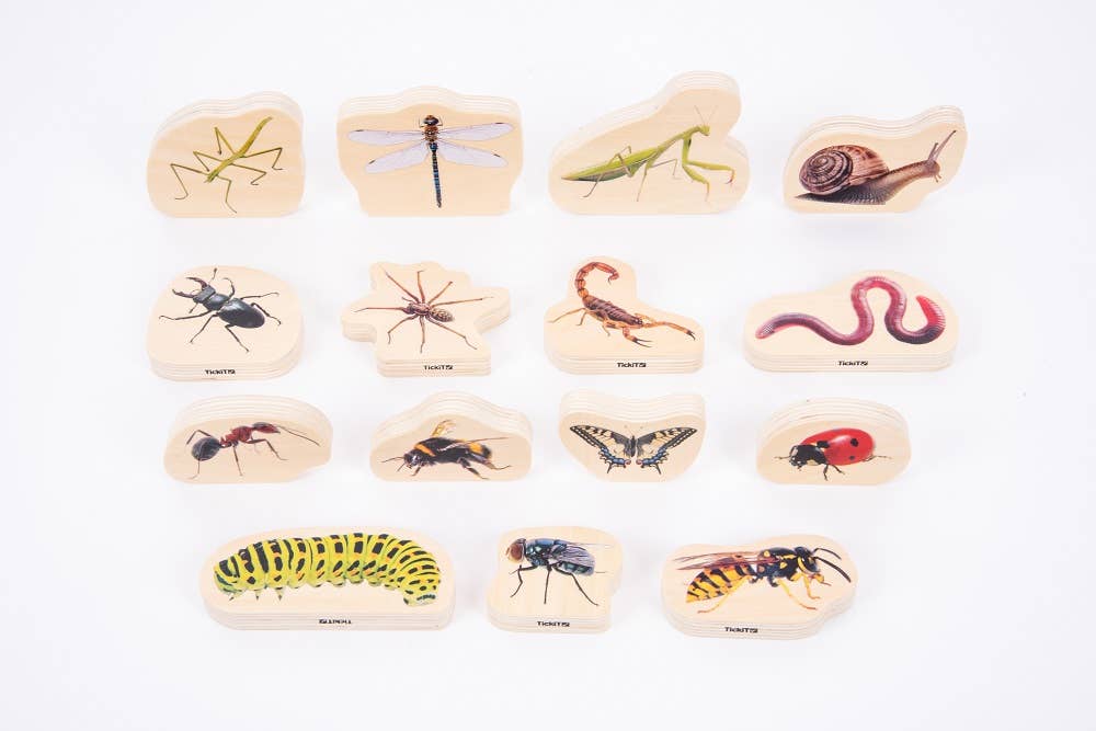 Commotion (Europe) BV - Wholesale Wood Toy - Kids - Wooden Minibeast Blocks - Pk15. Wooden Toys - Wooden Animals