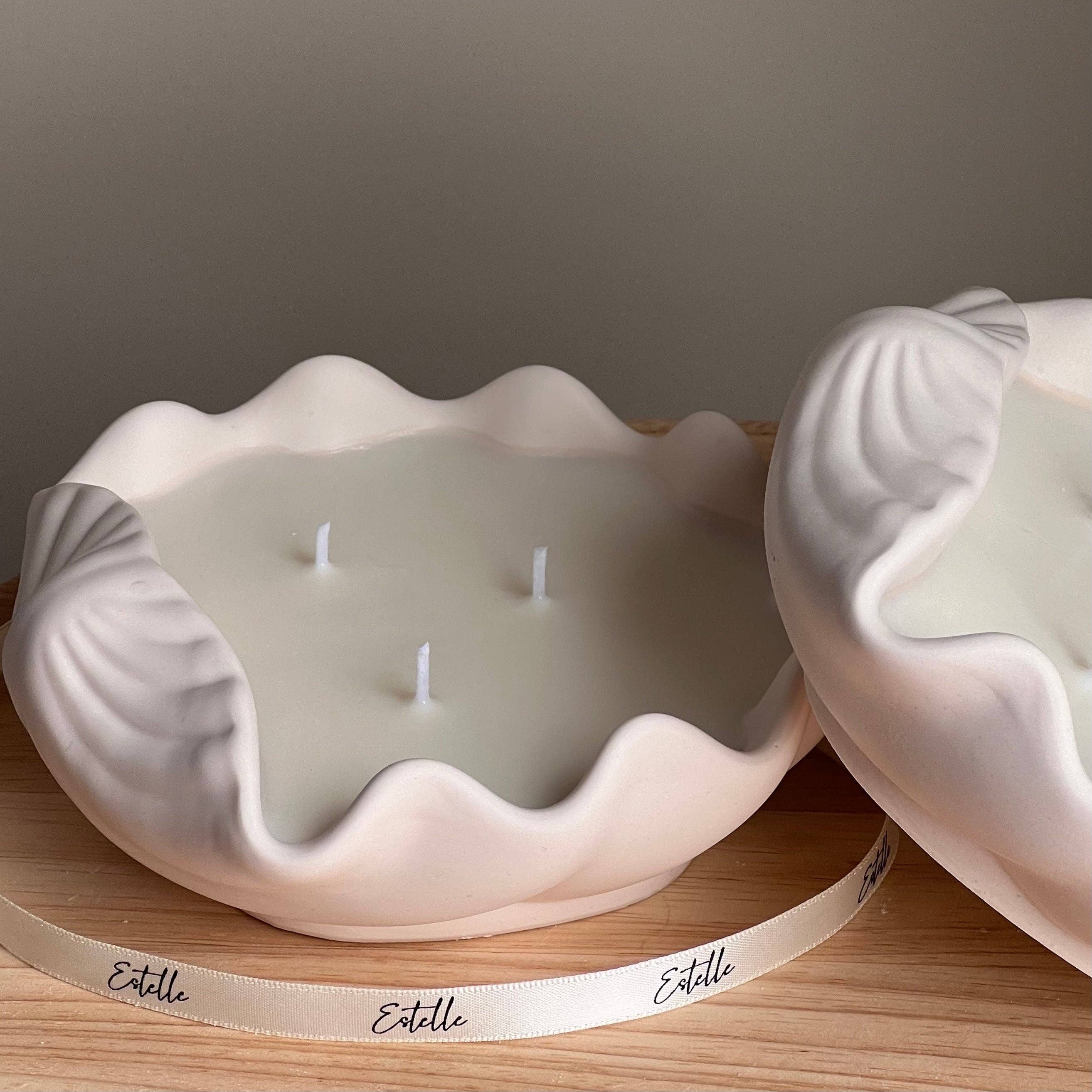 Estelle Studio - Wholesale Jar/Filled Candle - Clam Shell Soy Wax Candle in Jesmonite Vessel: Handmade Scented Candle4