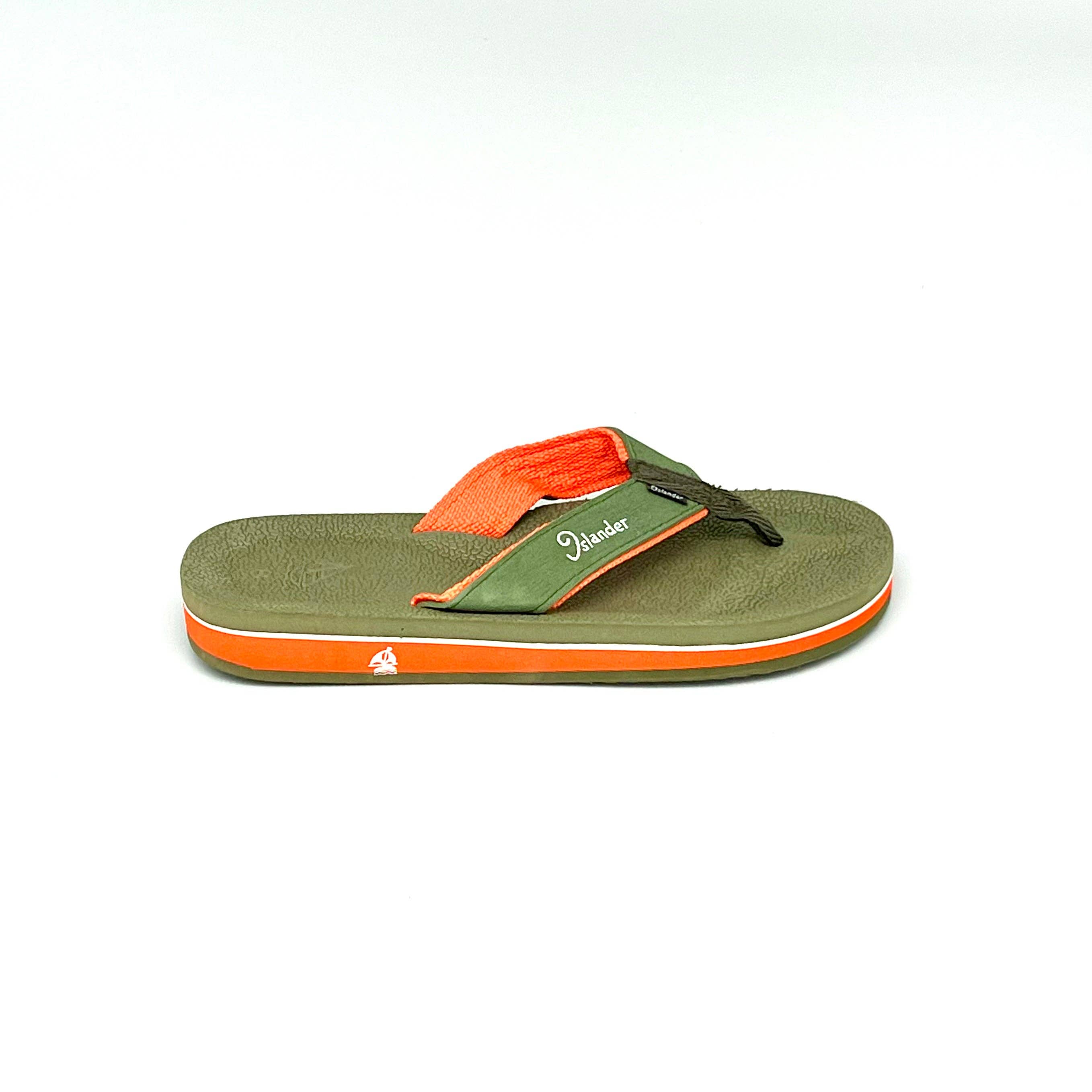 Islander Footwear & Apparel – wholesale Flip flops – Unisex – 2300 Series Sandals (Flip Flops) - Olive Green / Orange2