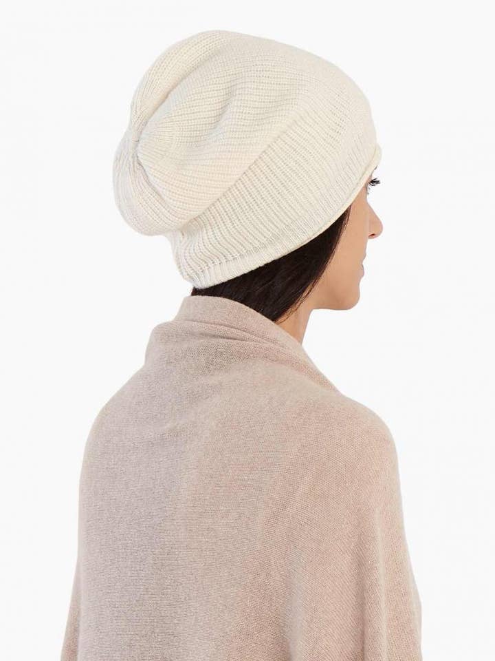 Pure Cashmere Ribbed Beanie Hat for wholesale by MaisonCashmere