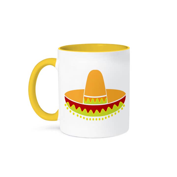 3dRose - Wholesale Coffee Mug - 3dRose, Cute Yellow, Orange, and Red Mexican Sombrero Hat Illustration, Mug
