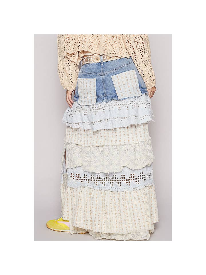 Pol Clothing - Wholesale Skirt - Women's - Floral print woven ruffle skirt